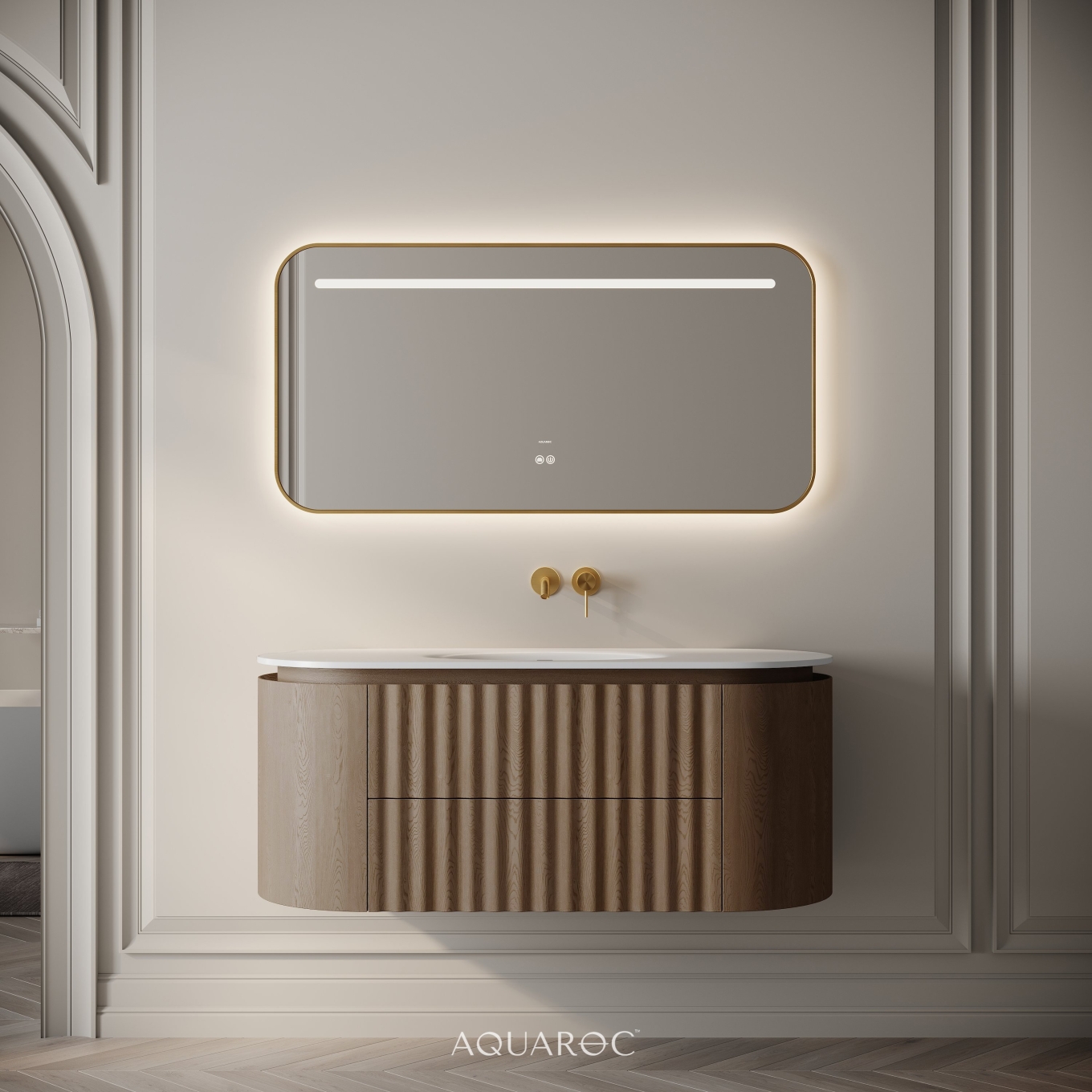 Belgravia II Vanity Unit & Stone Basin 1200mm Smoked Oak
